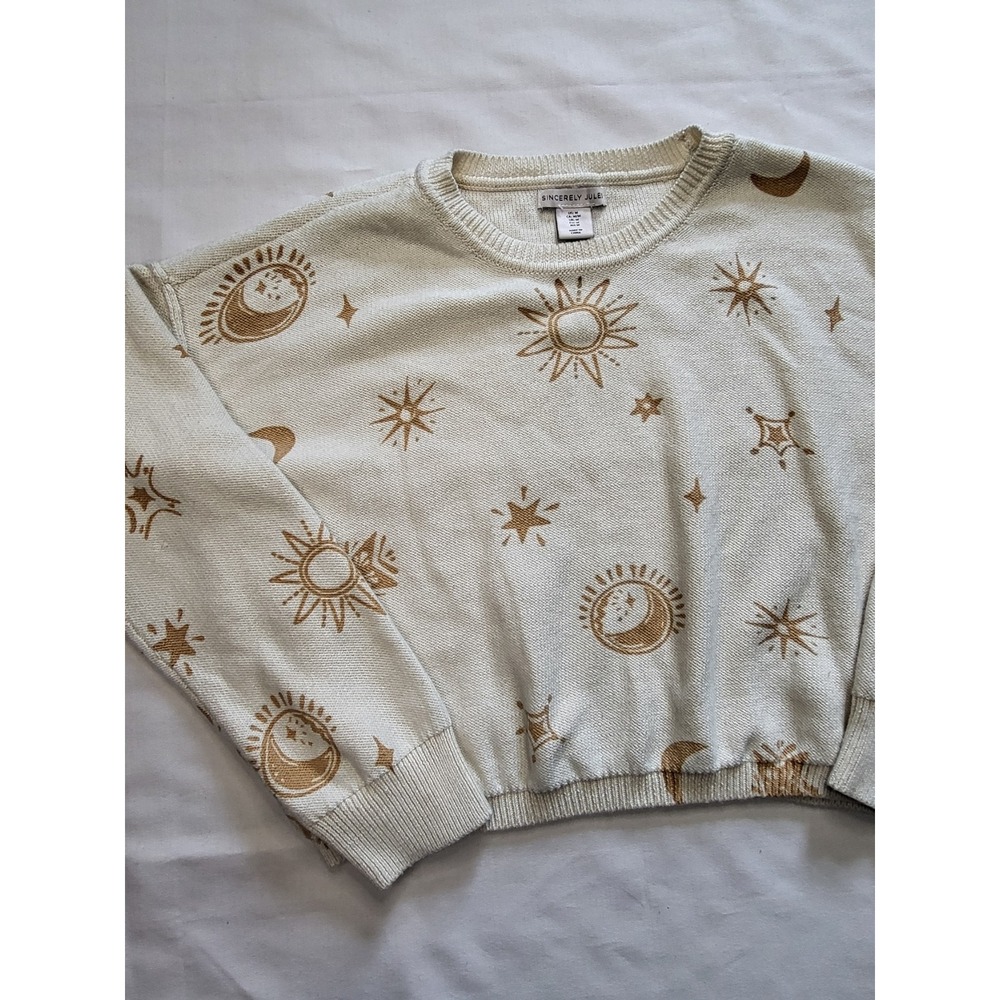 Sincerely Jules Whimsigoth Celestial Sun Moon Star Knit Sweater Size Medium